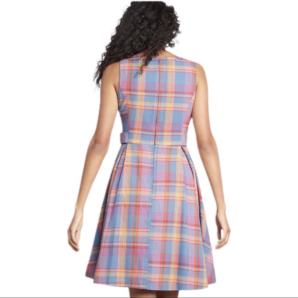 NWT ModCloth Sixties Plaid Retro Sleeveless Dress - Picture 2 of 7